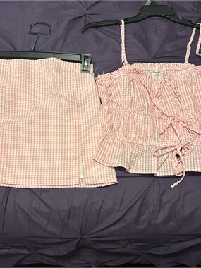 Pink and White Mini Skirt Set - Size 12/14